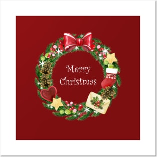 Christmas wreath Posters and Art